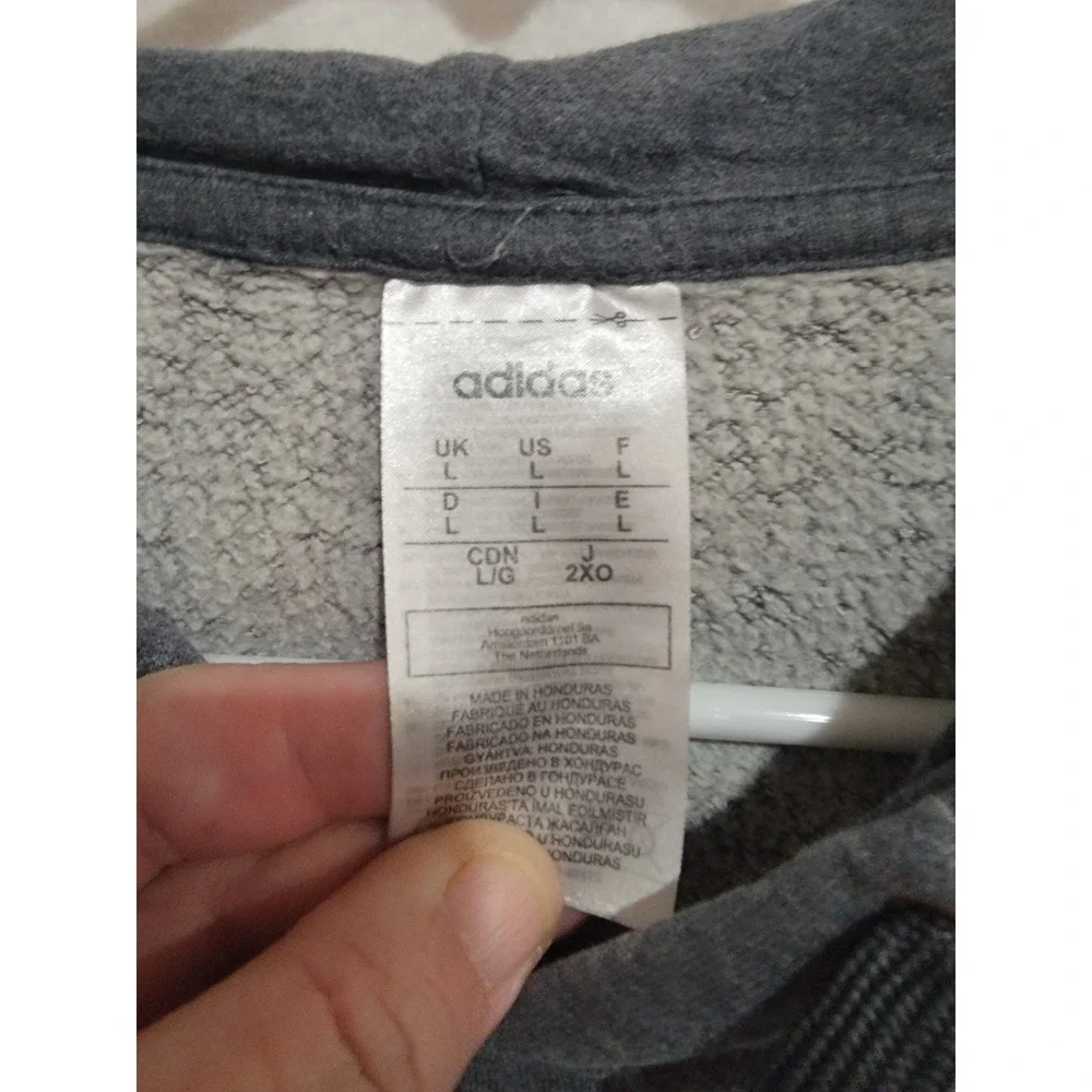 Adidas Mens Essentials Pullover Hoodie‎ Size Large Gray Embroidered Logo Fleece
